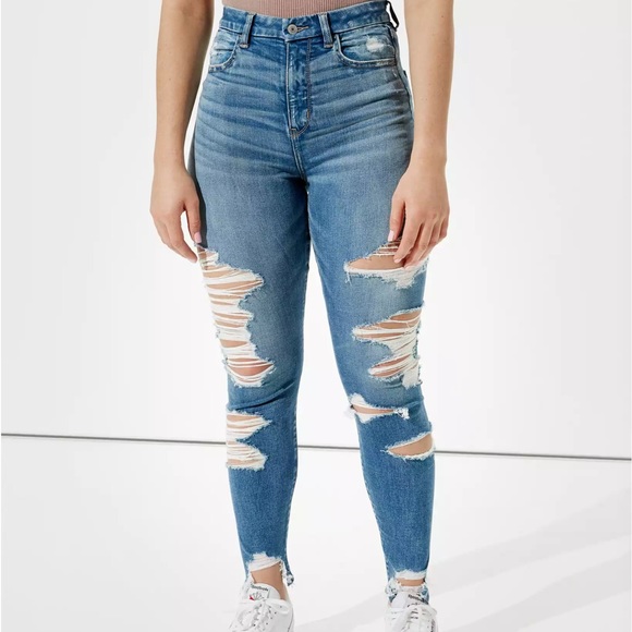 American Eagle Outfitters Denim - American Eagle Heavily Distressed Hi-Rise Jeggings